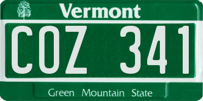VT license plate COZ341
