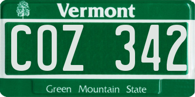 VT license plate COZ342