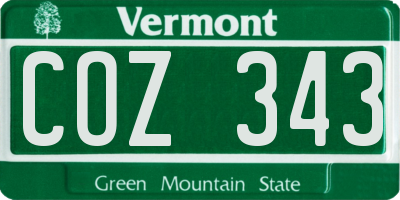 VT license plate COZ343