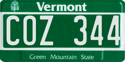 VT license plate COZ344