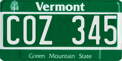 VT license plate COZ345