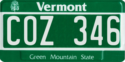VT license plate COZ346