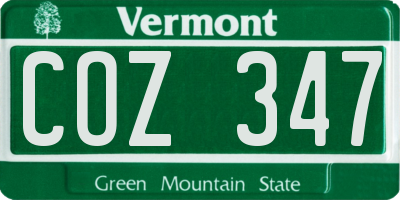 VT license plate COZ347