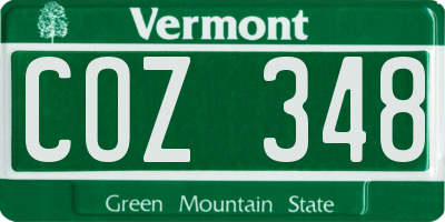 VT license plate COZ348