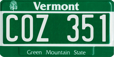 VT license plate COZ351