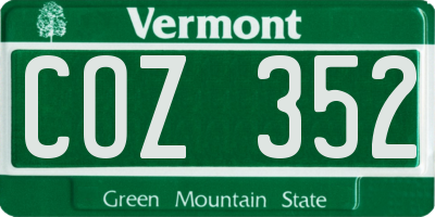 VT license plate COZ352