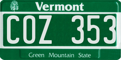 VT license plate COZ353