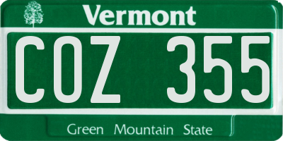 VT license plate COZ355