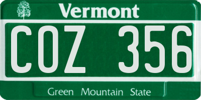 VT license plate COZ356