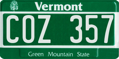 VT license plate COZ357