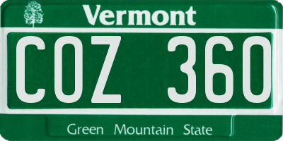VT license plate COZ360
