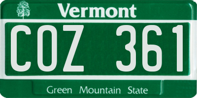 VT license plate COZ361