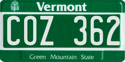 VT license plate COZ362