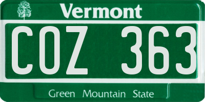 VT license plate COZ363