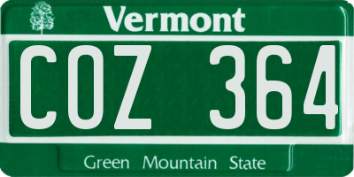 VT license plate COZ364