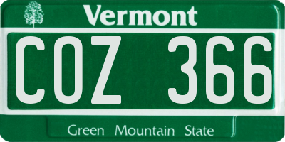 VT license plate COZ366