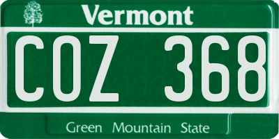VT license plate COZ368