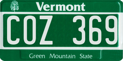 VT license plate COZ369