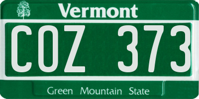 VT license plate COZ373