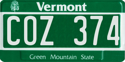 VT license plate COZ374