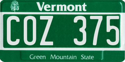 VT license plate COZ375