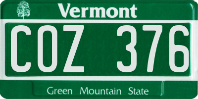 VT license plate COZ376