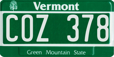 VT license plate COZ378