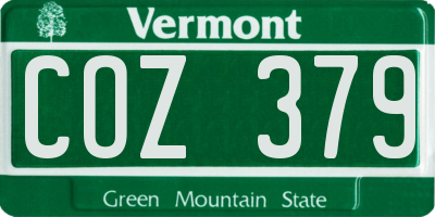 VT license plate COZ379
