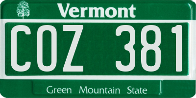 VT license plate COZ381