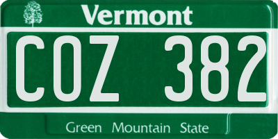 VT license plate COZ382