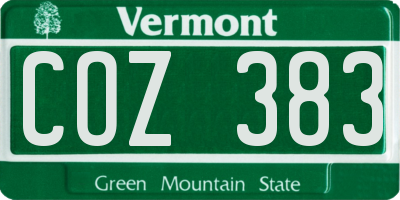 VT license plate COZ383