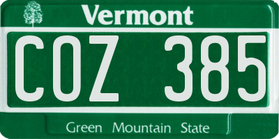 VT license plate COZ385