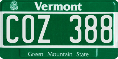 VT license plate COZ388