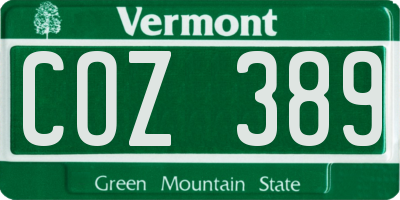 VT license plate COZ389