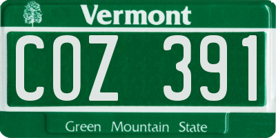VT license plate COZ391