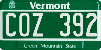 VT license plate COZ392