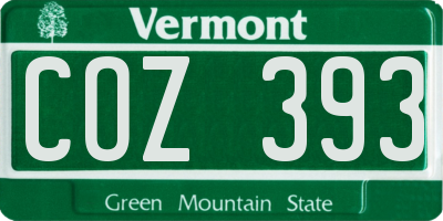 VT license plate COZ393