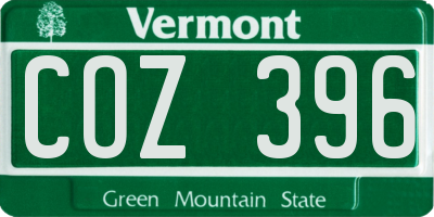 VT license plate COZ396