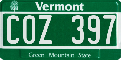 VT license plate COZ397