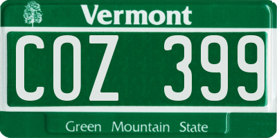 VT license plate COZ399