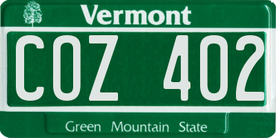 VT license plate COZ402