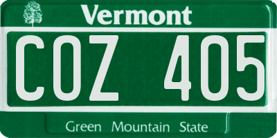 VT license plate COZ405