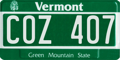 VT license plate COZ407
