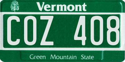 VT license plate COZ408