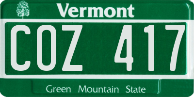 VT license plate COZ417