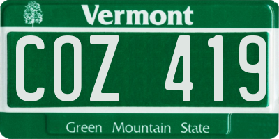 VT license plate COZ419