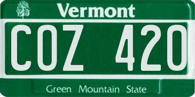 VT license plate COZ420