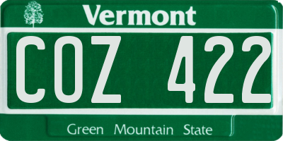 VT license plate COZ422