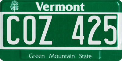 VT license plate COZ425