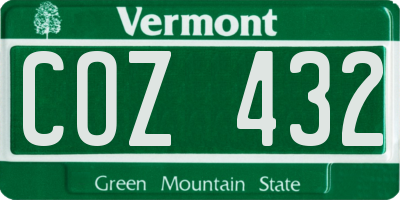 VT license plate COZ432